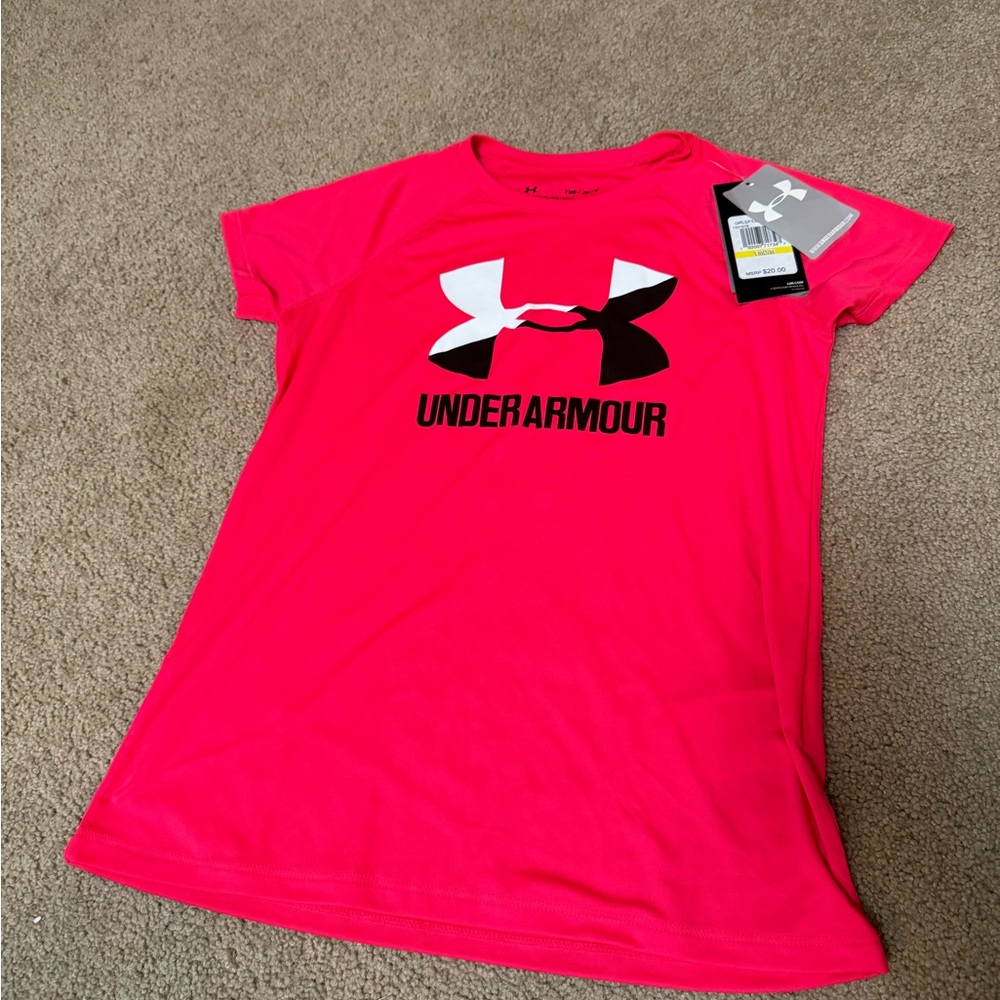 Under Armour Vivid Pink Tee with Logo